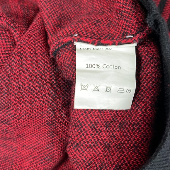 MEROKEETY Red Black Plaid Cotton Sweater M - Picture 8 of 9